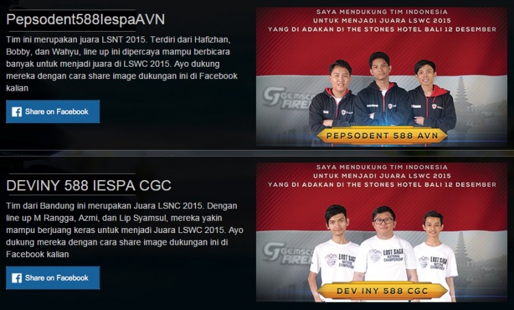 tim lost saga indonesia di LSWC 2015
