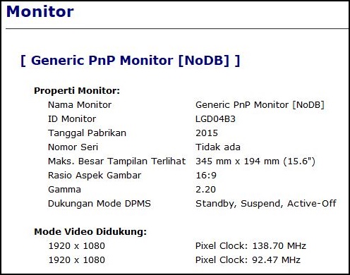 spesifikasi LCD HP Pavilion Gaming
