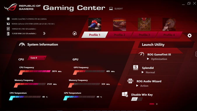 ROG Gaming Center at Asus ROG STRIX GL502VT