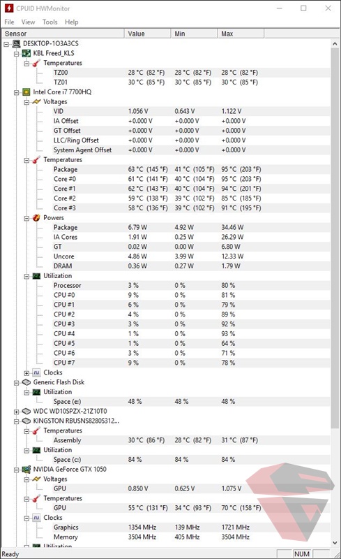 Benchmark Acer Nitro 5 AN515-51 -temperature