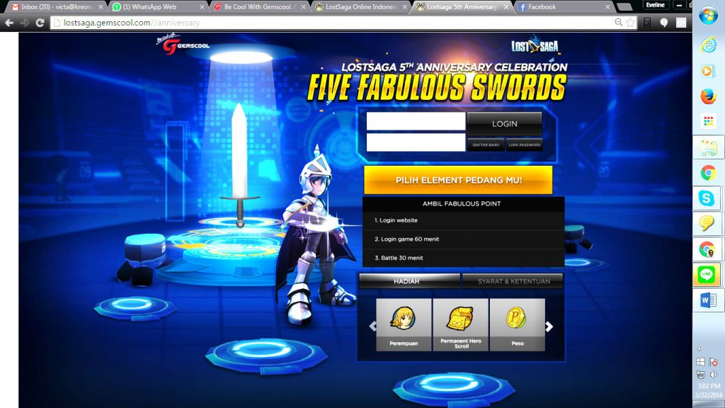 event lost saga maret 2016