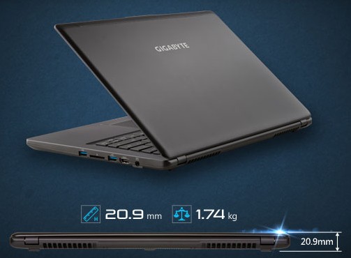 Gigabyte P34K V5 design and dimension