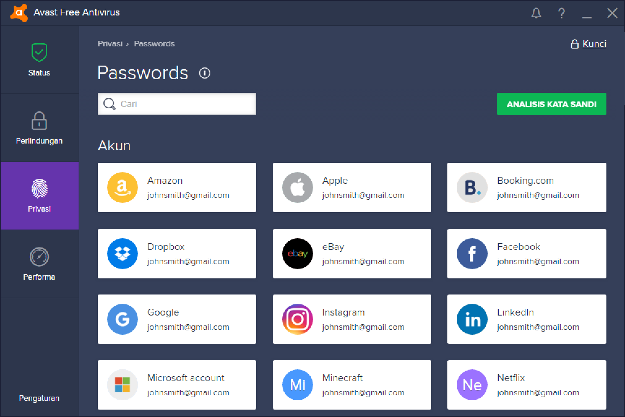 Avast 2017 Passwords PCN