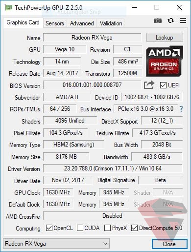 AMD Radeon RX VEGA 64 Specification
